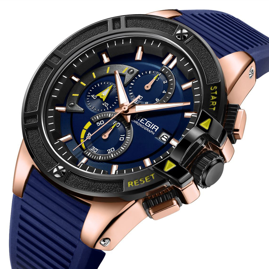 MEGIR Watches for Men Chronograph Fashion Luxury Sports Watches Silicone Strap Waterproof Calendar Quartz Man Clock Wristwatch-4