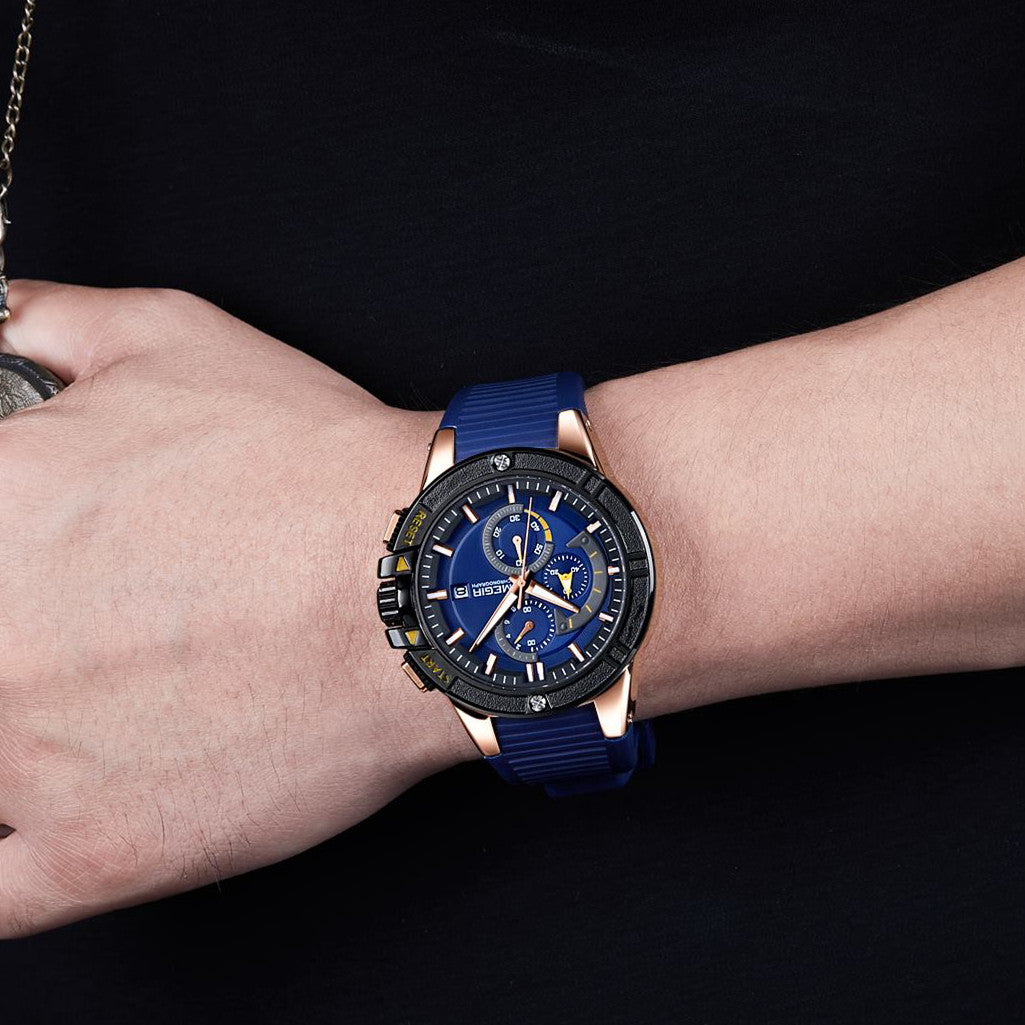MEGIR Watches for Men Chronograph Fashion Luxury Sports Watches Silicone Strap Waterproof Calendar Quartz Man Clock Wristwatch-1