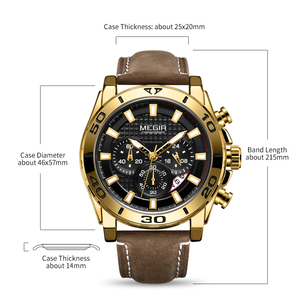 MEGIR Men Watches Brand Luxury Sports Quartz Chronograph Men's Army Military Wristwatch Leather Strap Male Clock Reloj Hombre-8