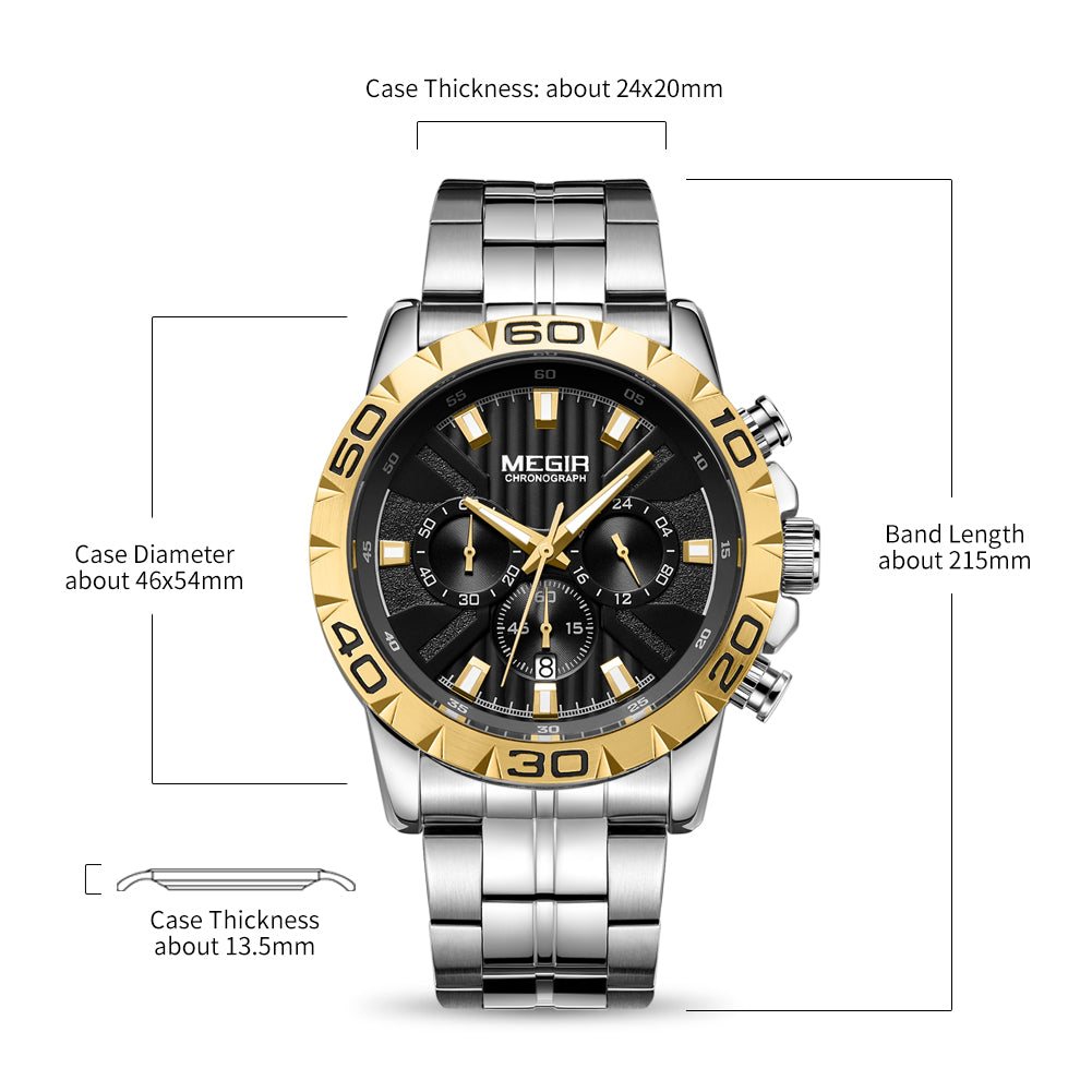 MEGIR Watches Business Mens Watches Top Brand Luxury Quartz Casual Wristwatch Date Clock Waterproof Wrist Watch Chronograph 2087-5