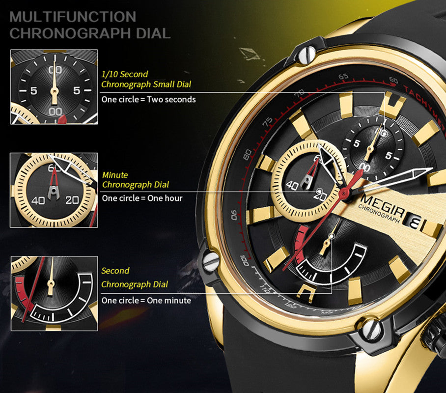 MEGIR Reloj Hombre Original Luxury Chronograph Men Sport Silicone Date Quartz Watches Waterproof Wristwatch Relogio Masculino-12