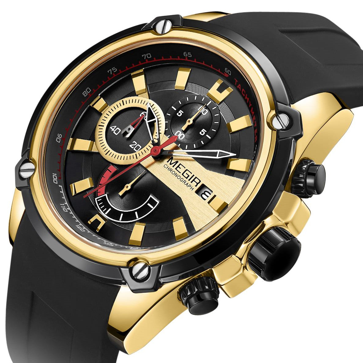 MEGIR Reloj Hombre Original Luxury Chronograph Men Sport Silicone Date Quartz Watches Waterproof Wristwatch Relogio Masculino-6