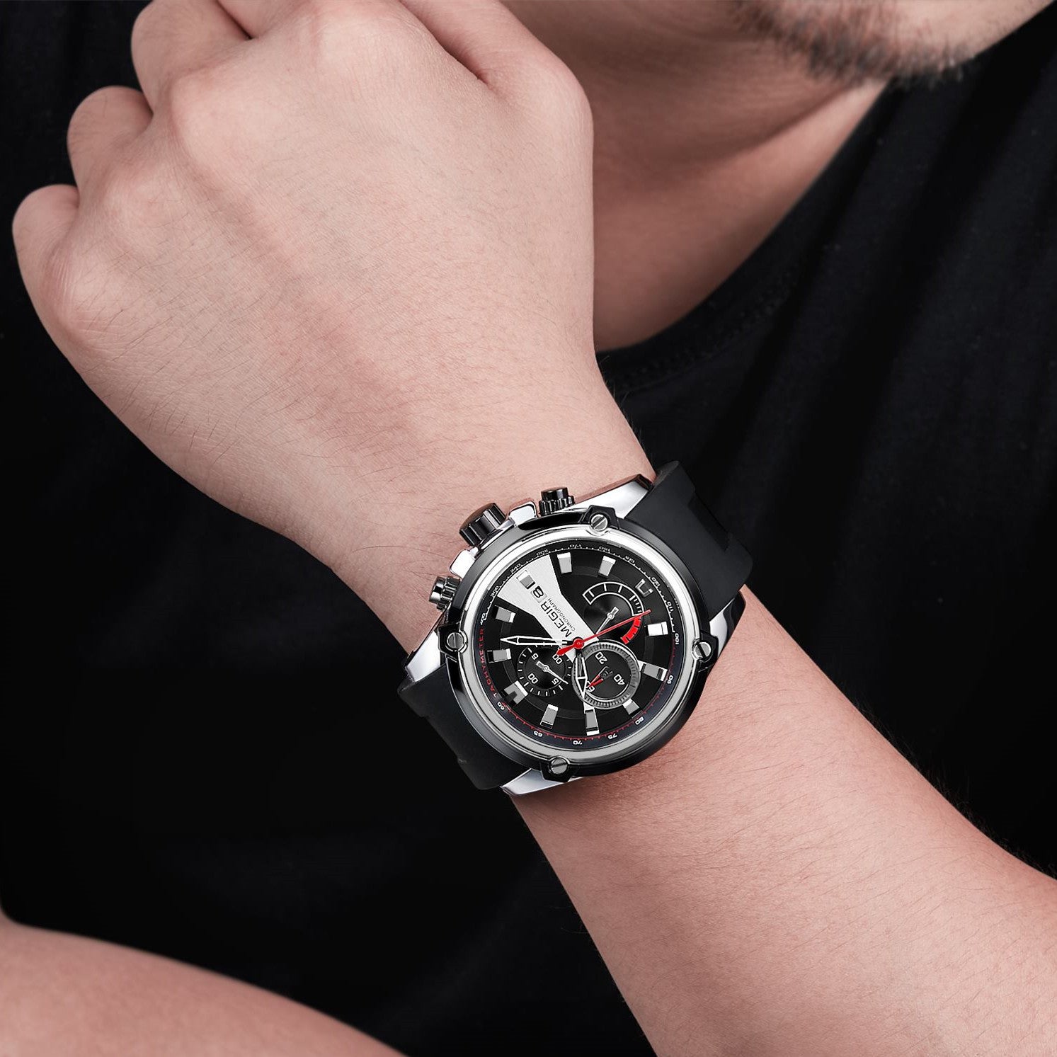 MEGIR Reloj Hombre Original Luxury Chronograph Men Sport Silicone Date Quartz Watches Waterproof Wristwatch Relogio Masculino-2