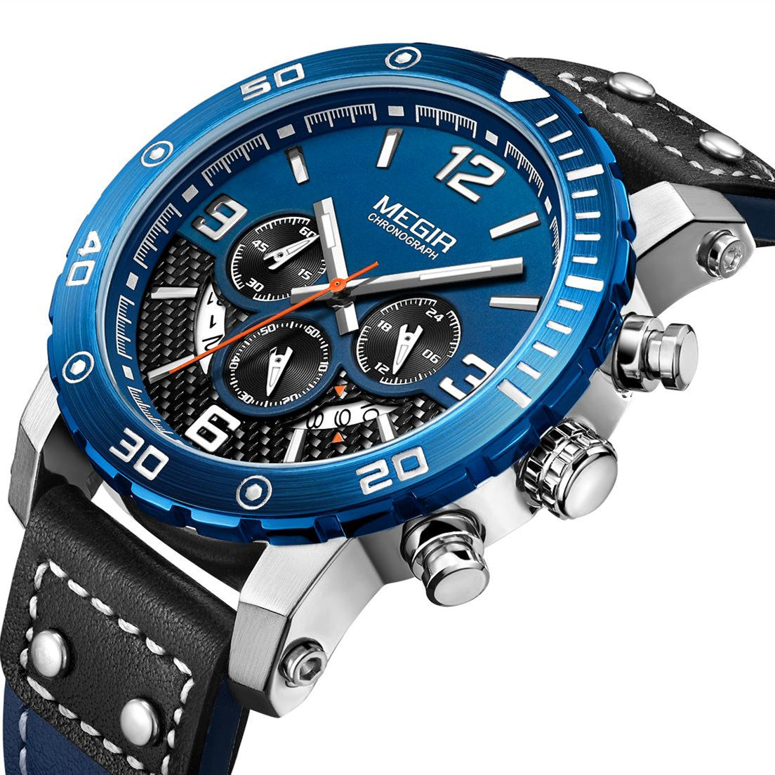 MEGIR Men's Casual Watch Top Brand Luxury Business Wrist Watch Leather Luminous Sports Military Watches Chronograph Male Clock-3