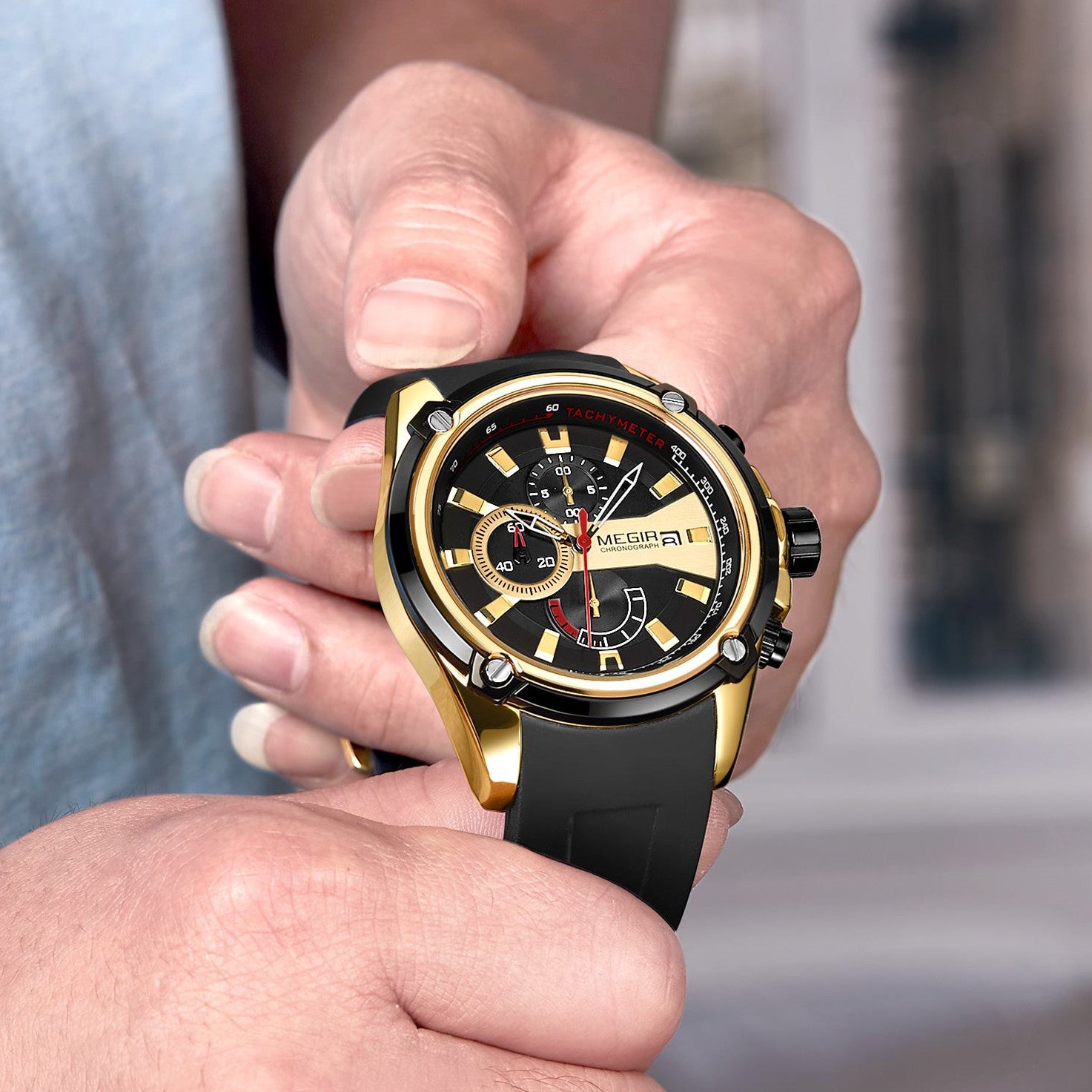 MEGIR Reloj Hombre Original Luxury Chronograph Men Sport Silicone Date Quartz Watches Waterproof Wristwatch Relogio Masculino-4