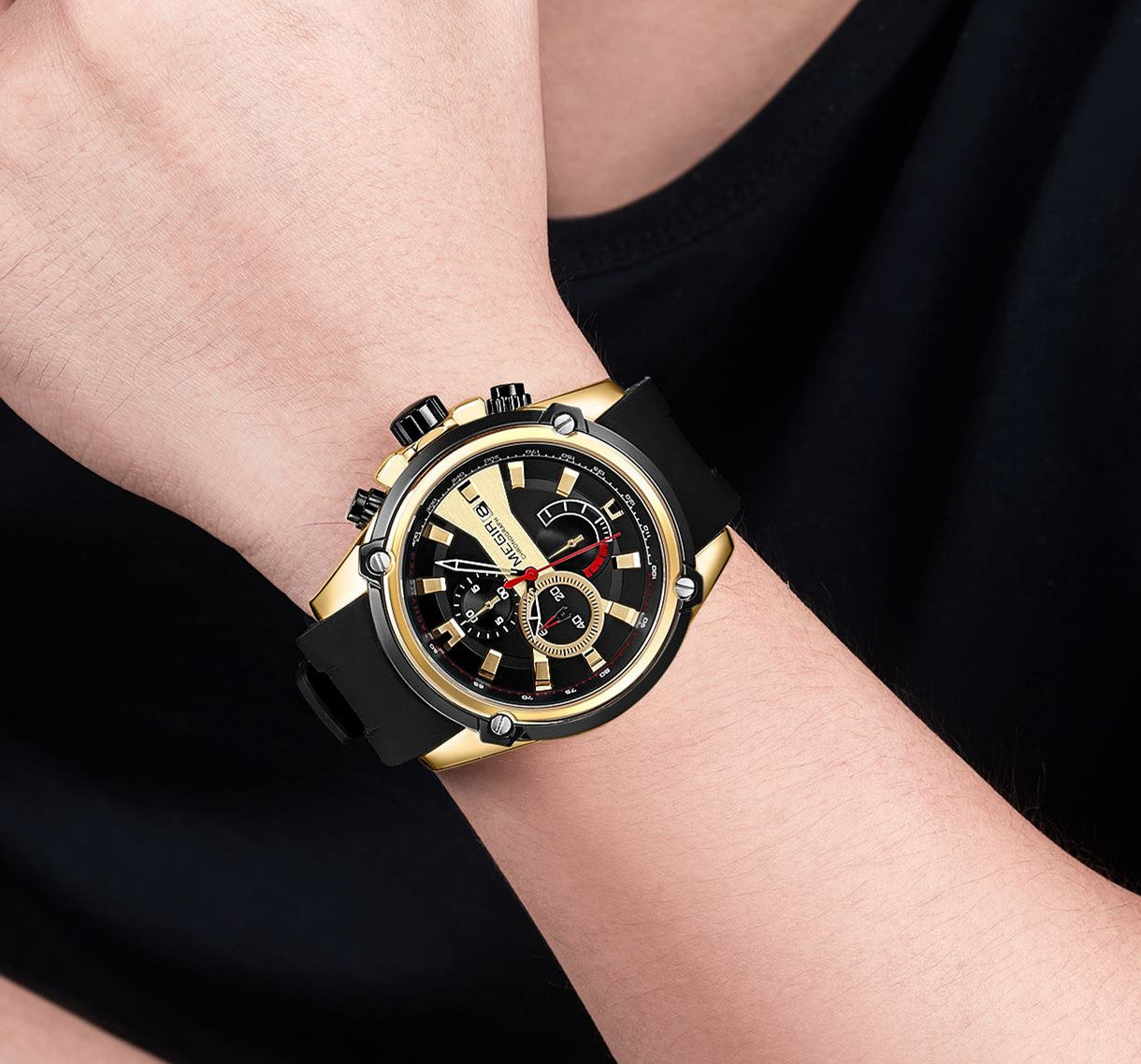 MEGIR Reloj Hombre Original Luxury Chronograph Men Sport Silicone Date Quartz Watches Waterproof Wristwatch Relogio Masculino-3