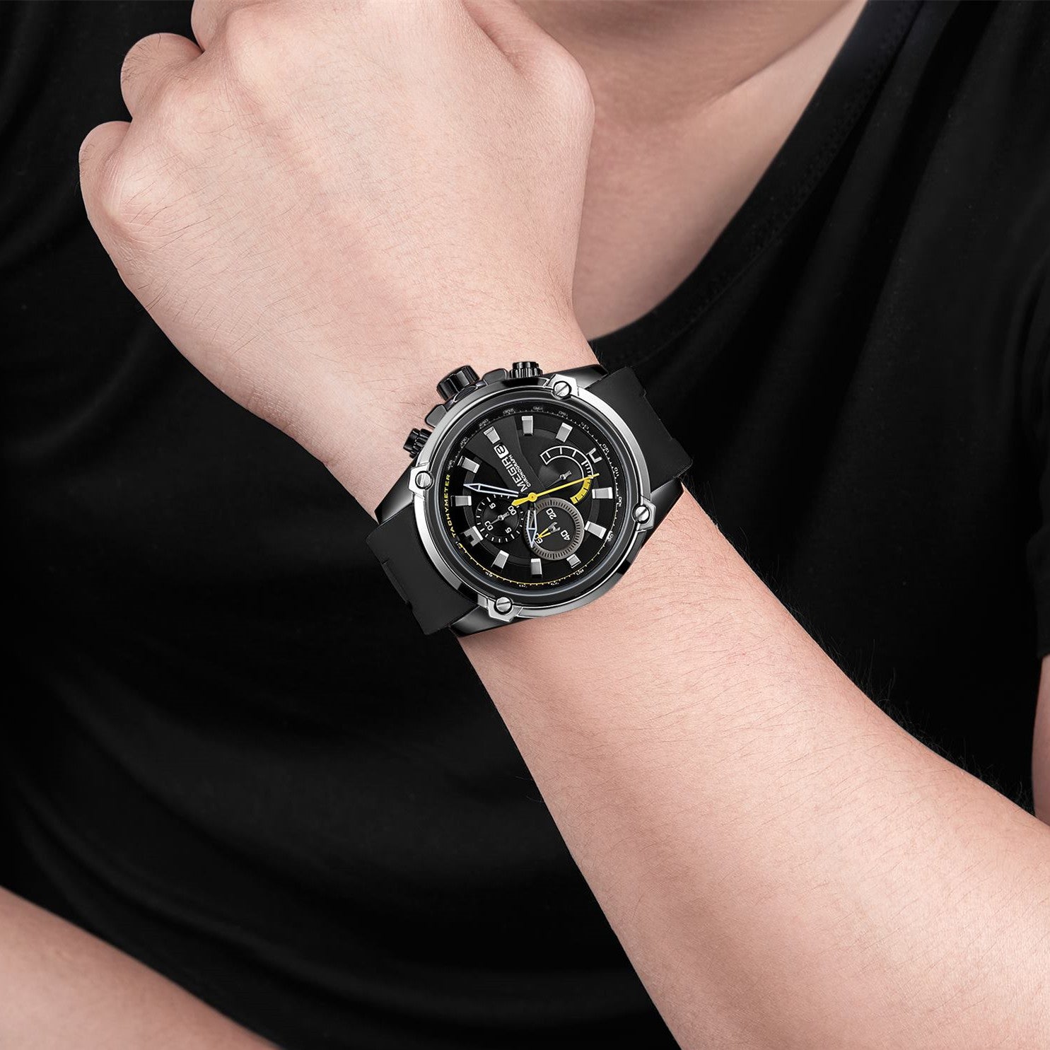 MEGIR Reloj Hombre Original Luxury Chronograph Men Sport Silicone Date Quartz Watches Waterproof Wristwatch Relogio Masculino-1