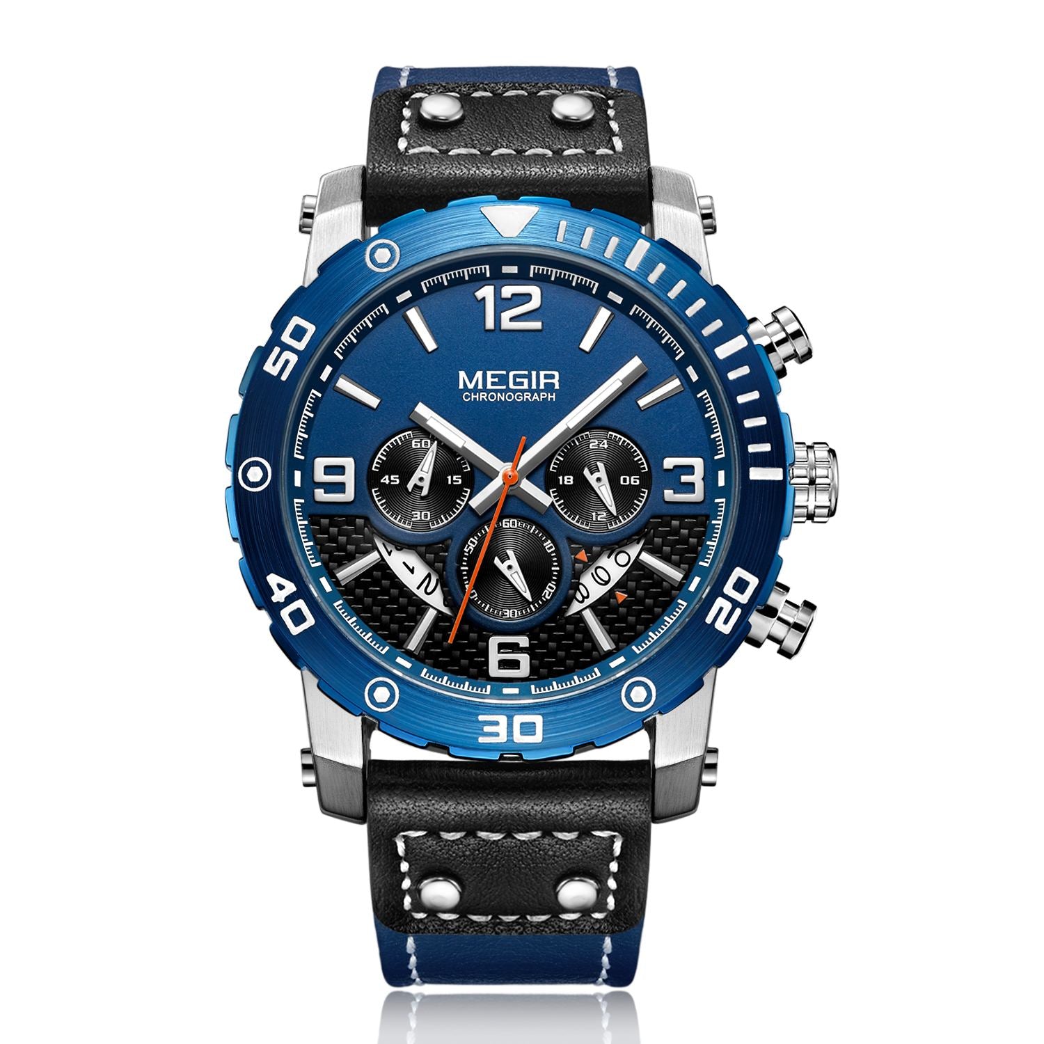 MEGIR Men's Casual Watch Top Brand Luxury Business Wrist Watch Leather Luminous Sports Military Watches Chronograph Male Clock-4