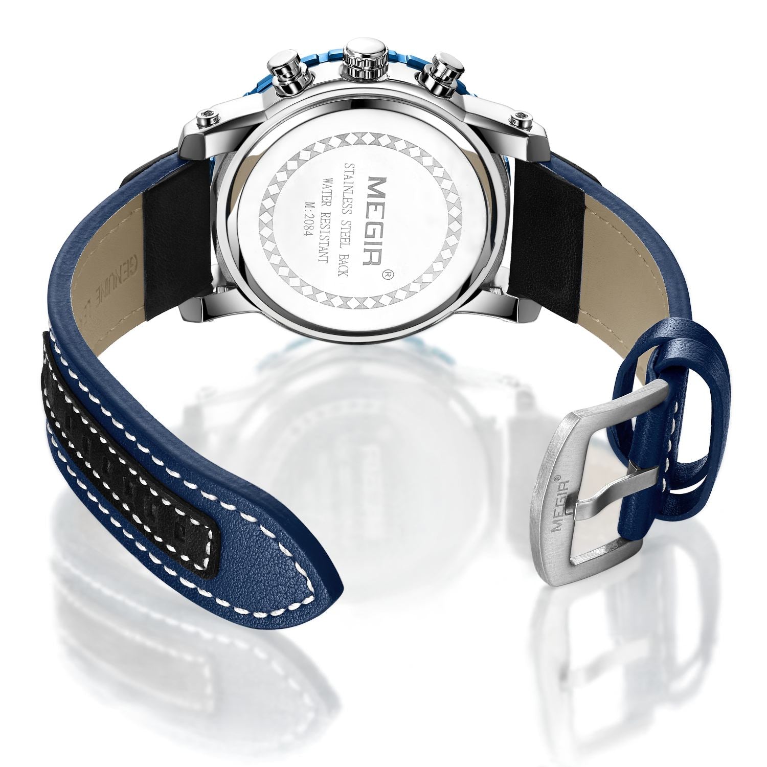 MEGIR Men's Casual Watch Top Brand Luxury Business Wrist Watch Leather Luminous Sports Military Watches Chronograph Male Clock-7