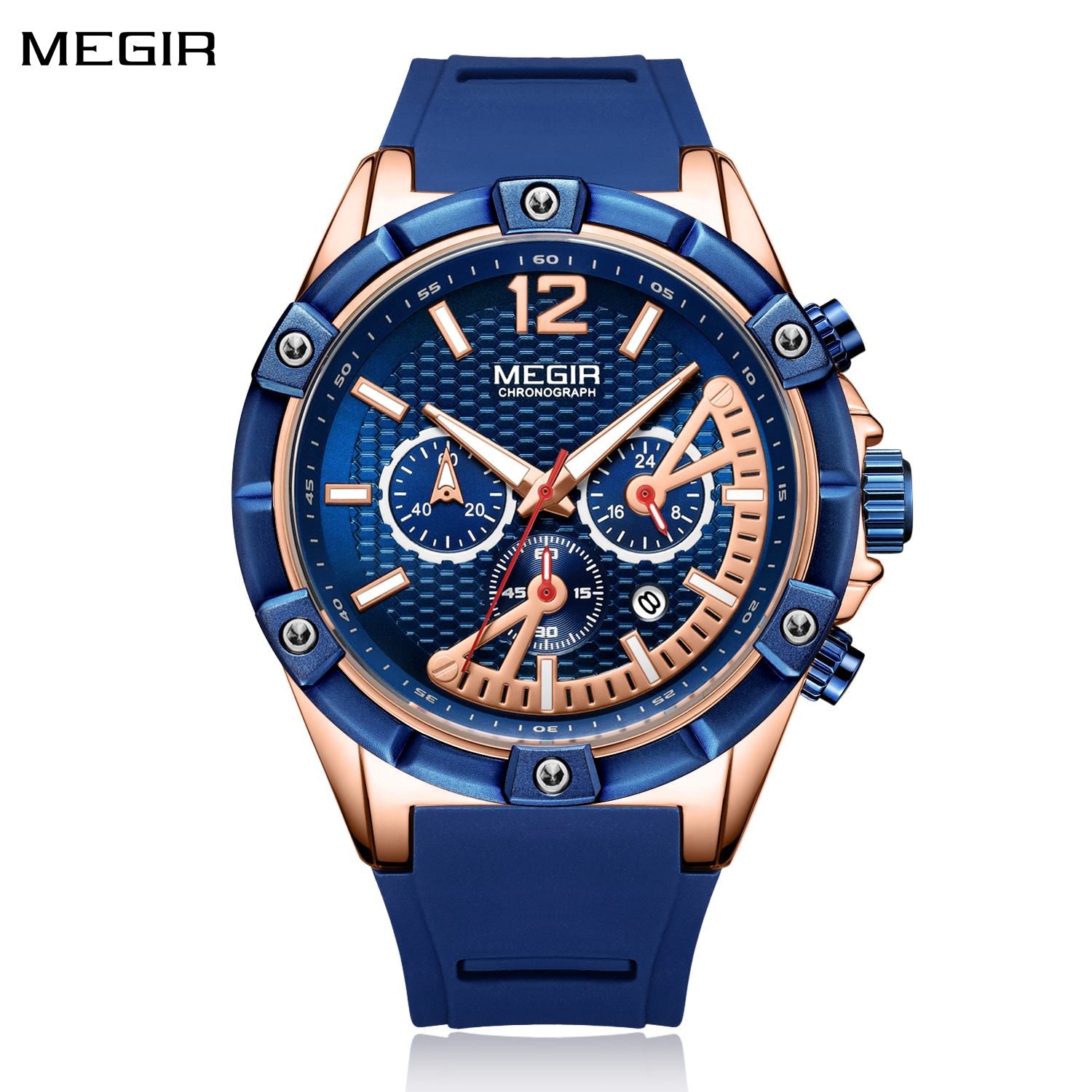 MEGIR Fashion Mens Watches Top Brand Luxury Silicone Sport Military Watch Chronograph Date Waterproof Wristwatch Male Clock 2083-0