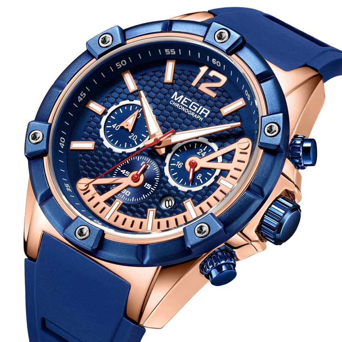 MEGIR Fashion Mens Watches Top Brand Luxury Silicone Sport Military Watch Chronograph Date Waterproof Wristwatch Male Clock 2083-5