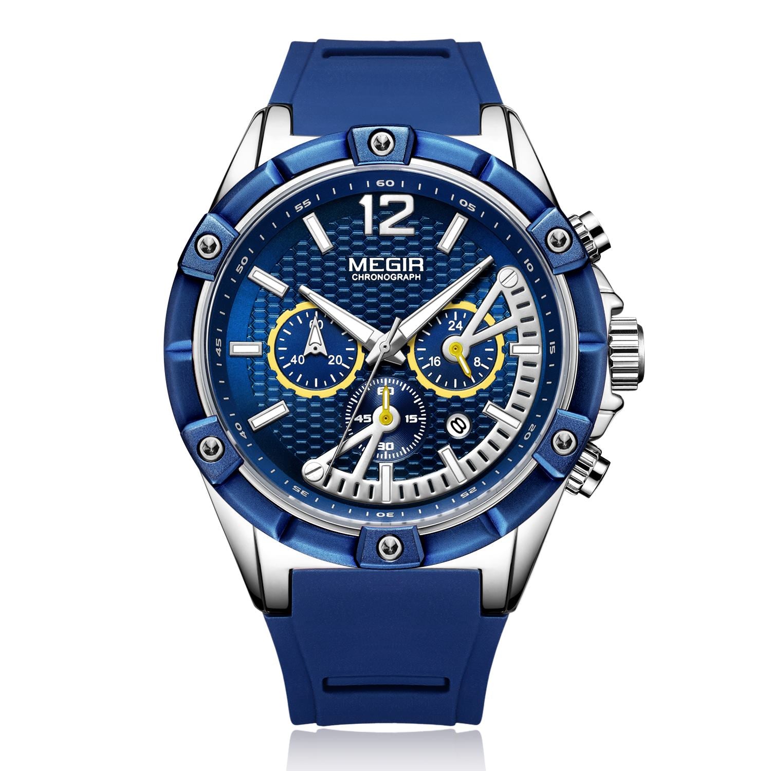 MEGIR Fashion Mens Watches Top Brand Luxury Silicone Sport Military Watch Chronograph Date Waterproof Wristwatch Male Clock 2083-6