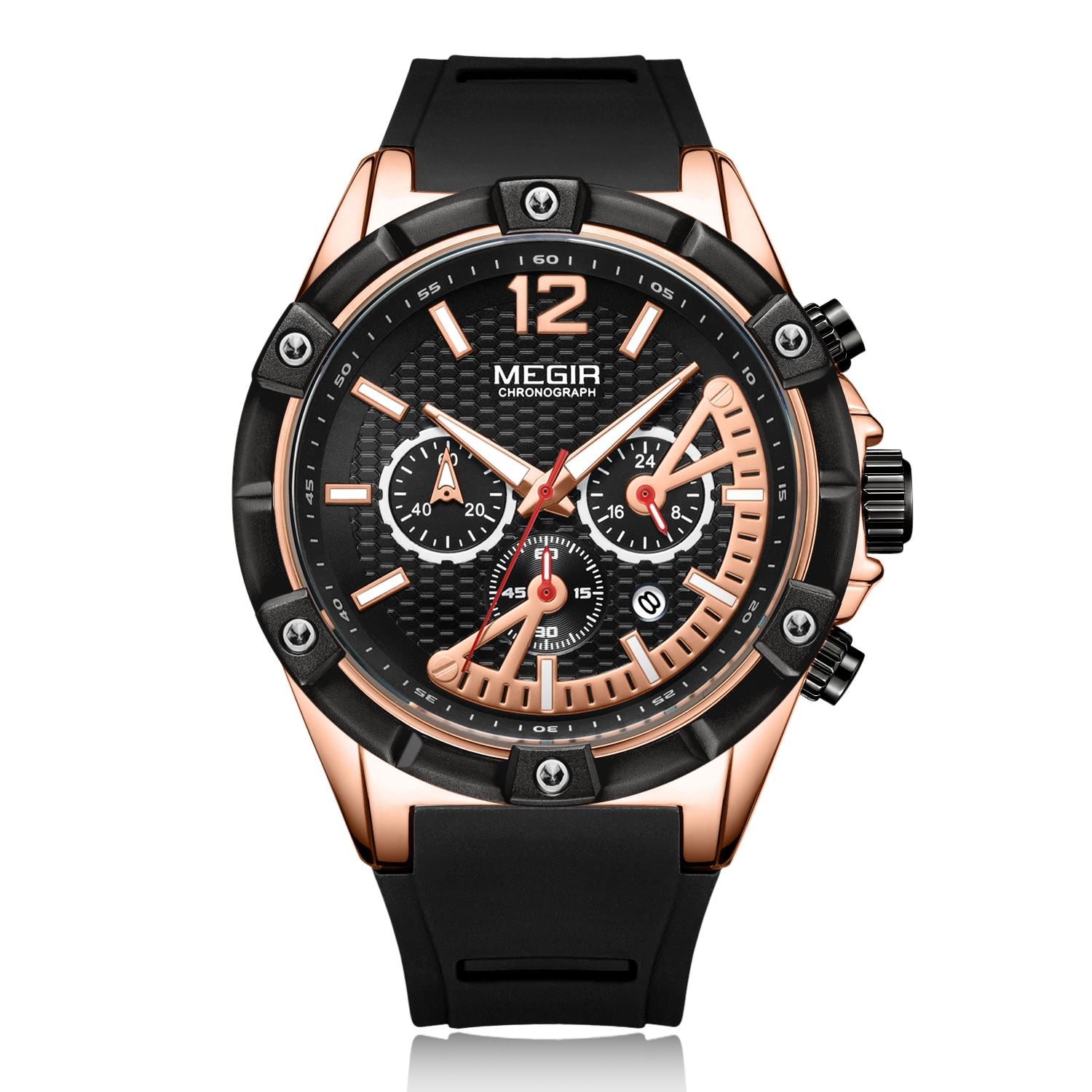 MEGIR Fashion Mens Watches Top Brand Luxury Silicone Sport Military Watch Chronograph Date Waterproof Wristwatch Male Clock 2083-7