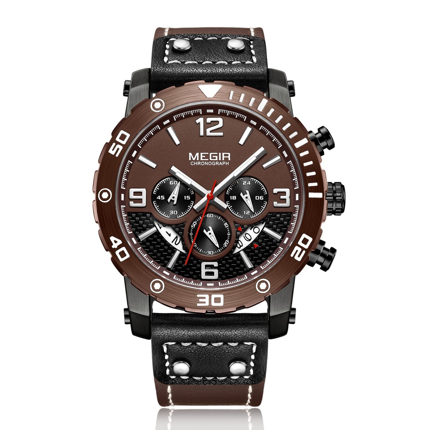 MEGIR Men's Casual Watch Top Brand Luxury Business Wrist Watch Leather Luminous Sports Military Watches Chronograph Male Clock-6