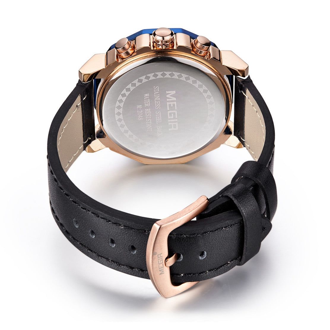 MEGIR Men's Sport Watch Large Dial Quartz Luminous Wristwatch Date Clock Fashion Relogio Masculino Leather Chronograph for Men-6