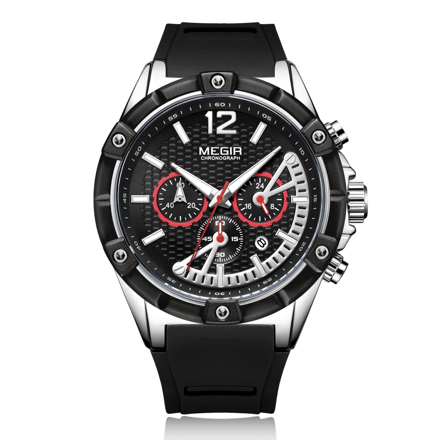 MEGIR Fashion Mens Watches Top Brand Luxury Silicone Sport Military Watch Chronograph Date Waterproof Wristwatch Male Clock 2083-8