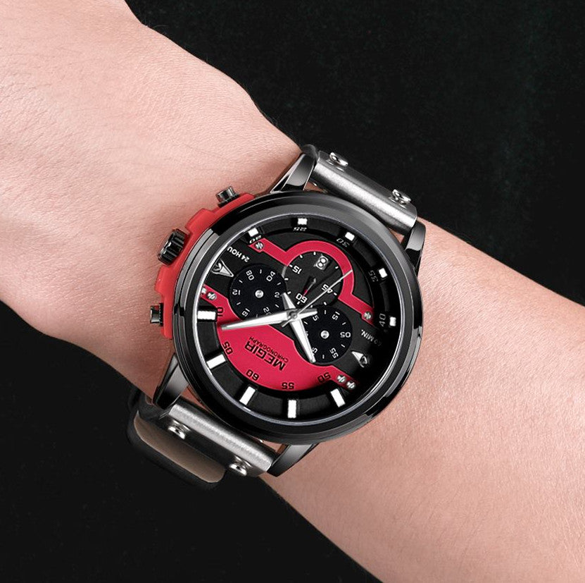 MEGIR Fashion Military Watches for Men Luxury Quartz Sport Wrist Watch Calendar Luminous Waterproof Man Clock Chronograph 2080-2