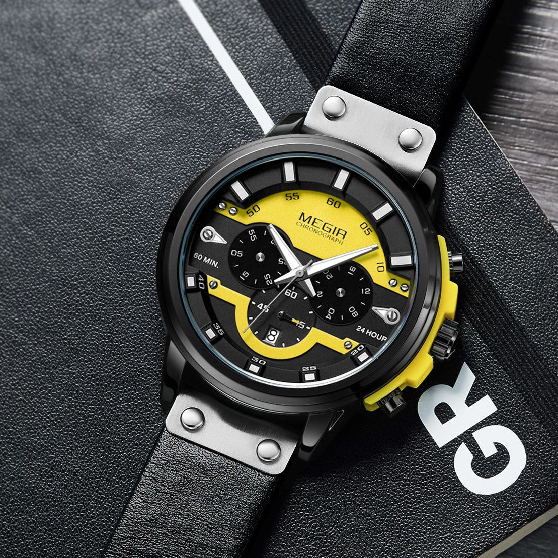 MEGIR Fashion Military Watches for Men Luxury Quartz Sport Wrist Watch Calendar Luminous Waterproof Man Clock Chronograph 2080-4