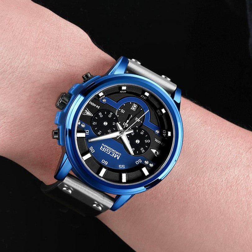 MEGIR Fashion Military Watches for Men Luxury Quartz Sport Wrist Watch Calendar Luminous Waterproof Man Clock Chronograph 2080-3