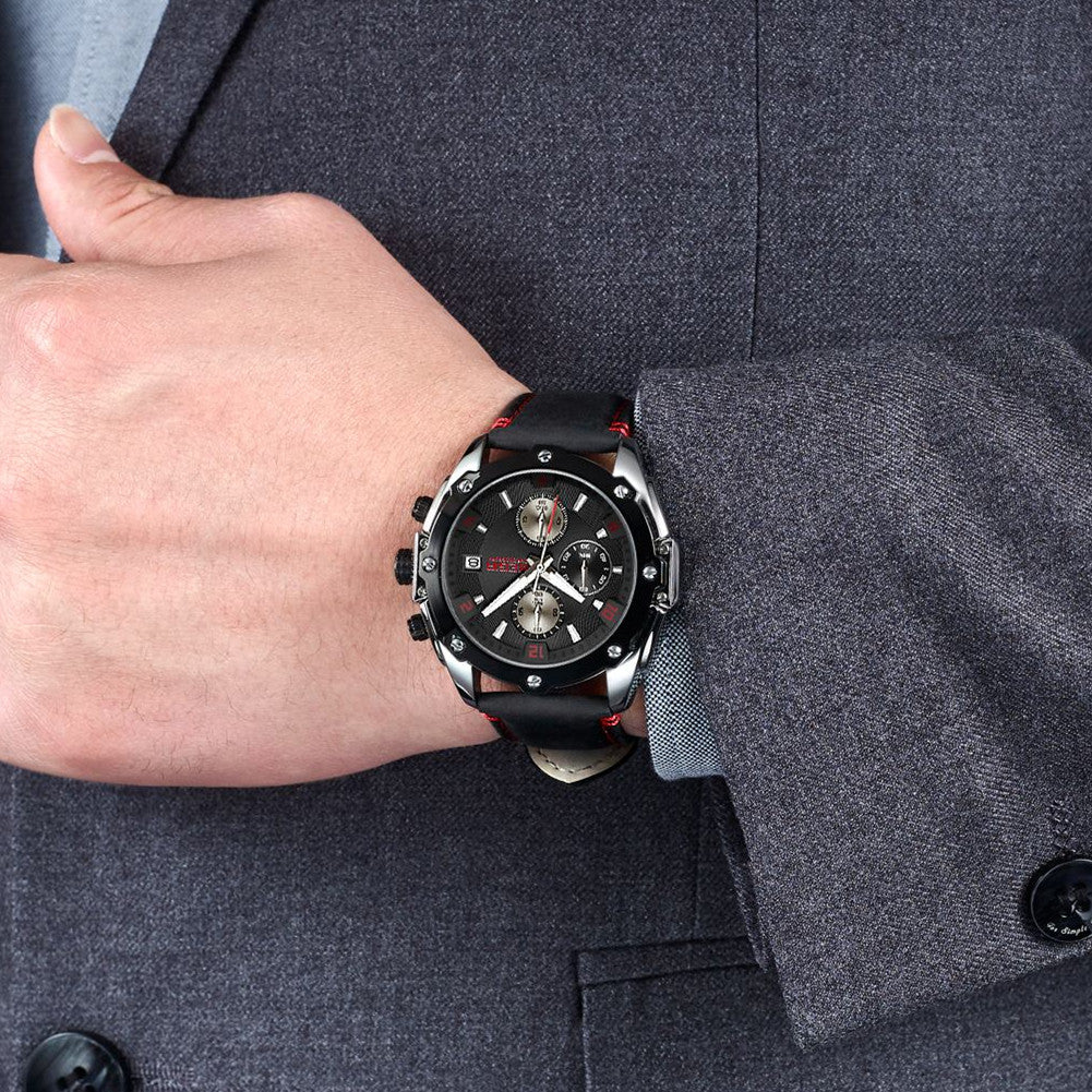 MEGIR Chronograph Men Watch Relogio Masculino Leather Strap Business Quartz Watch Clock Waterproof Date Army Military Wristwatch-3