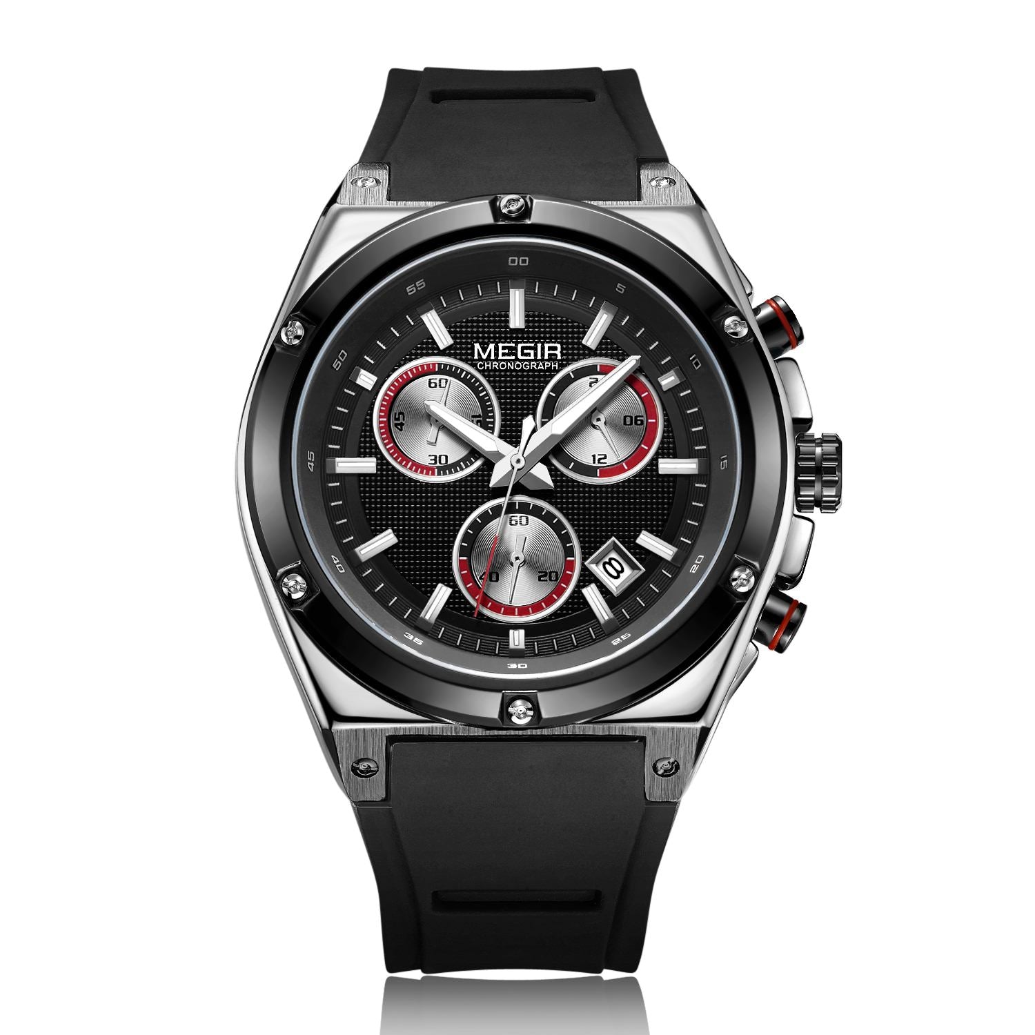 MEGIR Mens Watches Silicone Quartz Wrist Watch Chronograph Fashion Sport Business Wristwatch Luminous Male Clock Montre Homme-5