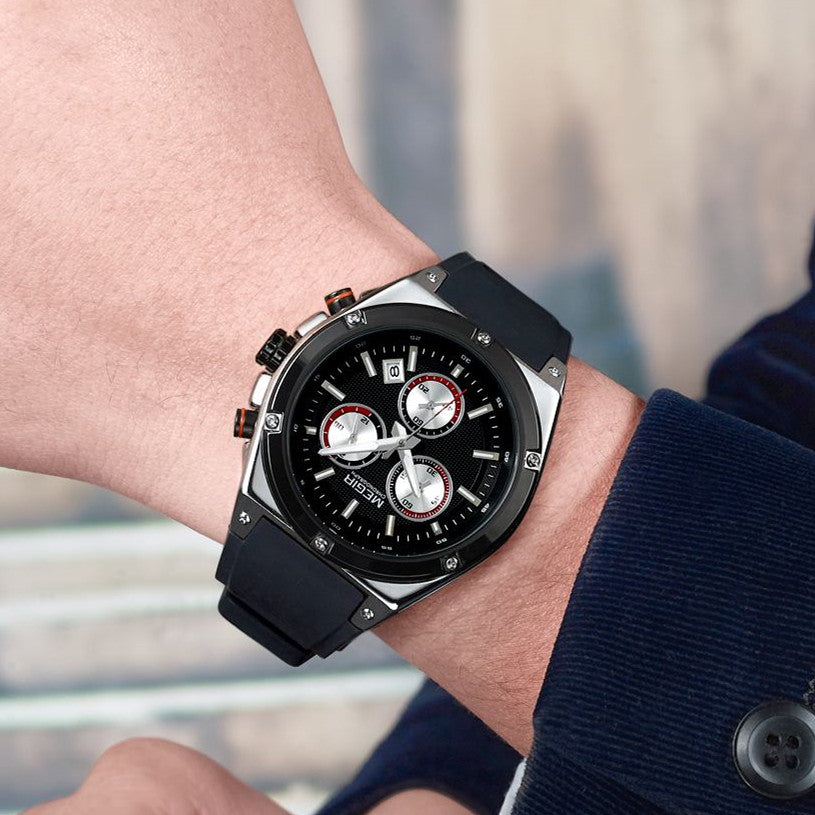 MEGIR Mens Watches Silicone Quartz Wrist Watch Chronograph Fashion Sport Business Wristwatch Luminous Male Clock Montre Homme-3