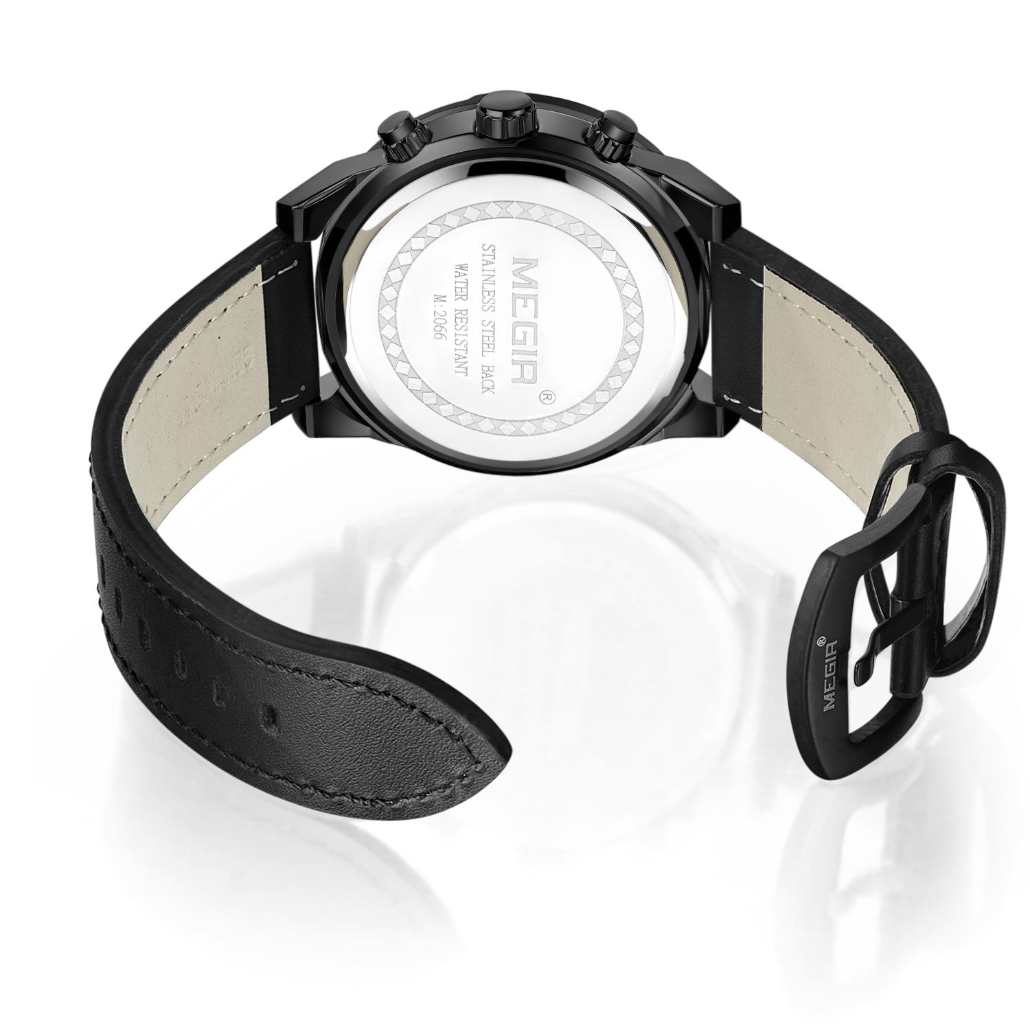 MEGIR Watches for Mens Top Brand Luxury Military Sports Watches Chronograph Leather Waterproof Date Quartz Wristwatch Man Clock-7