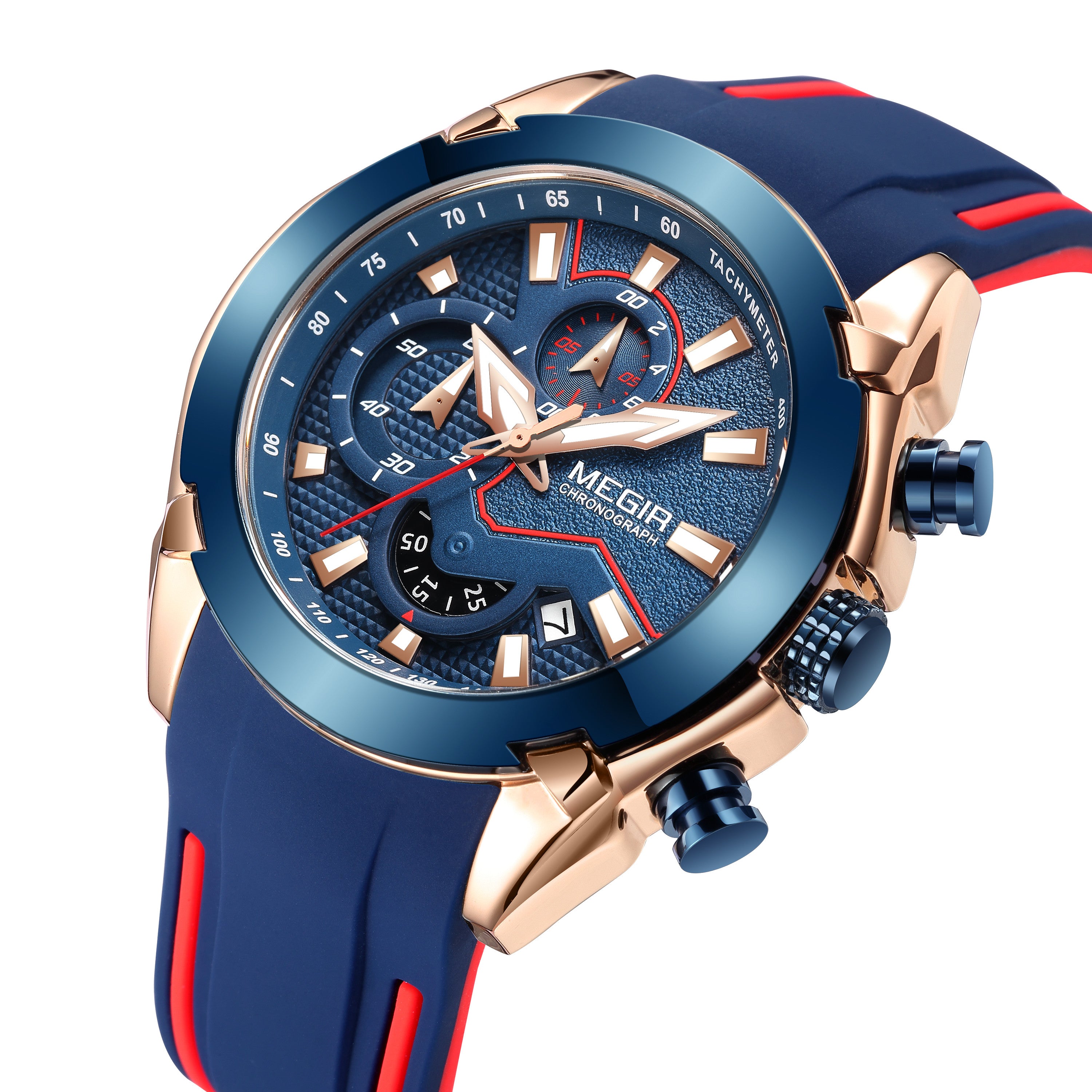 MEGIR Fashion Men's Watches Silicone Military Sport Watch Waterproof Date Chronograph Clock Wrist Watch Relogio Masculino 2065-4