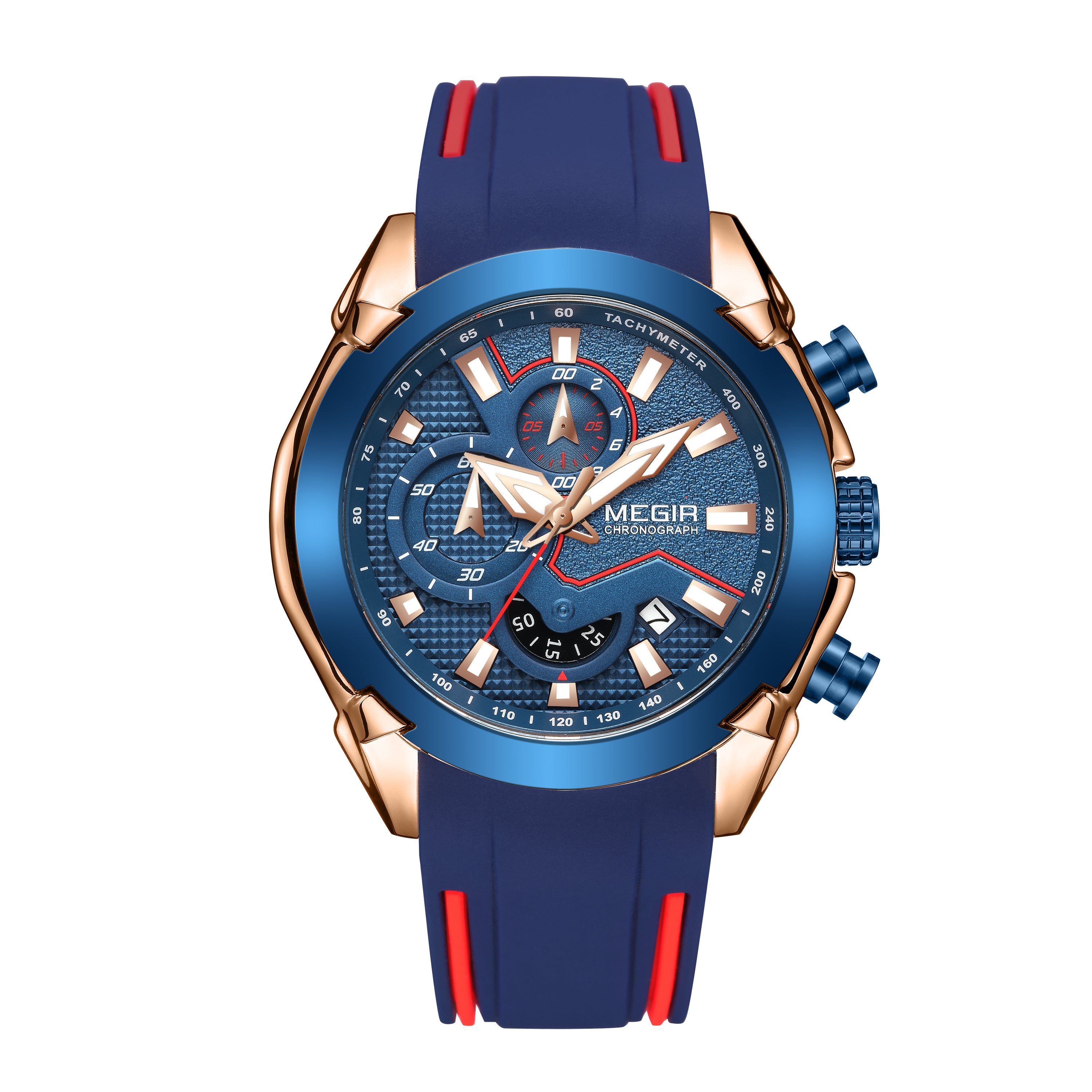 MEGIR Fashion Men's Watches Silicone Military Sport Watch Waterproof Date Chronograph Clock Wrist Watch Relogio Masculino 2065-3