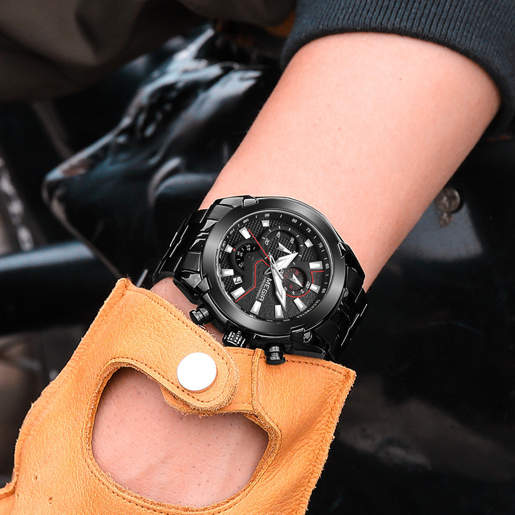 MEGIR Fashion Men Watches Luxury Business Watch for Men Stainless Steel Quartz Wrist Watch Calendar Date Clock Reloj Hombre 2065-3