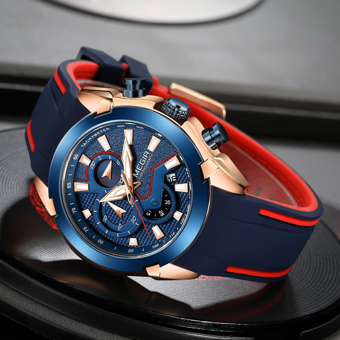 MEGIR Fashion Men's Watches Silicone Military Sport Watch Waterproof Date Chronograph Clock Wrist Watch Relogio Masculino 2065-7