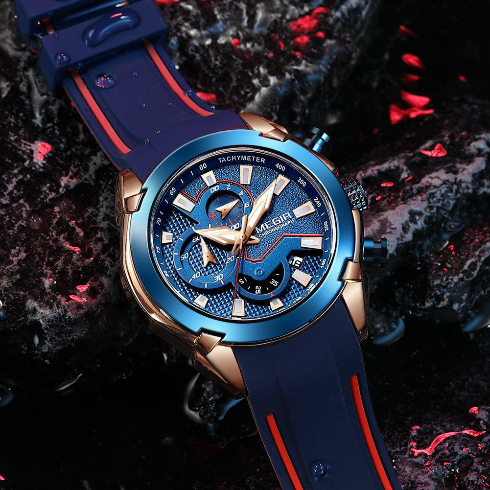 MEGIR Fashion Men's Watches Silicone Military Sport Watch Waterproof Date Chronograph Clock Wrist Watch Relogio Masculino 2065-8