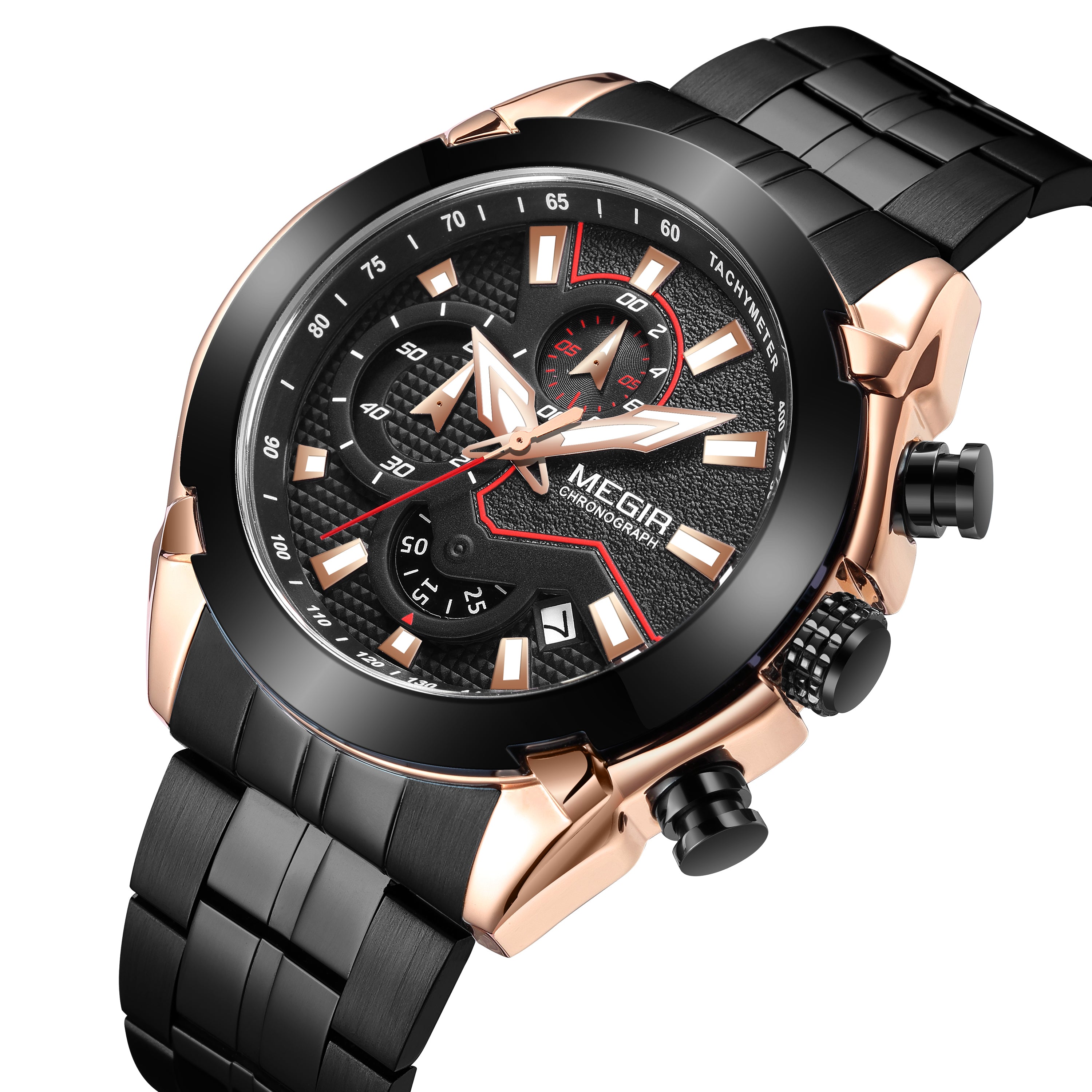 MEGIR Fashion Men Watches Luxury Business Watch for Men Stainless Steel Quartz Wrist Watch Calendar Date Clock Reloj Hombre 2065-9