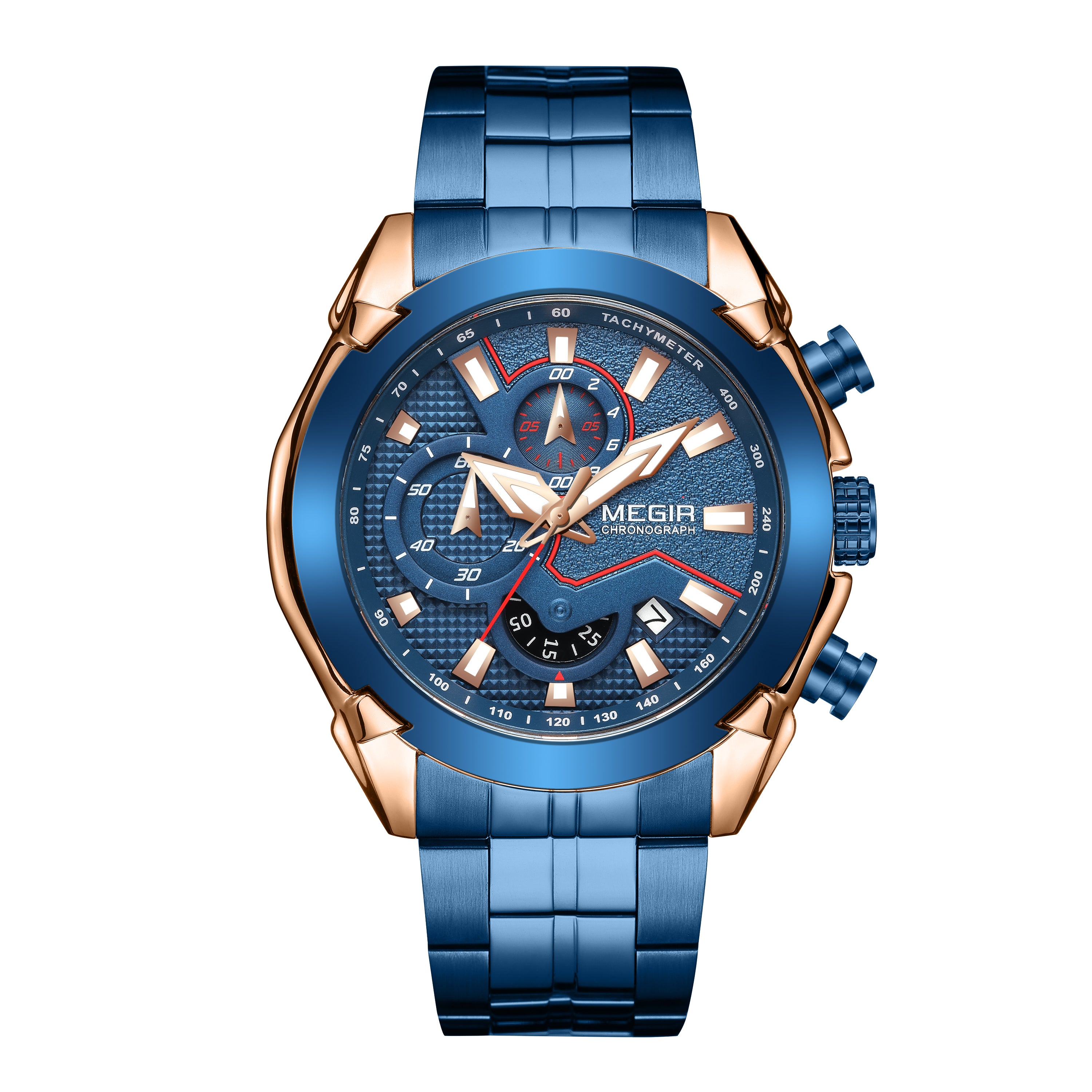 MEGIR Fashion Men Watches Luxury Business Watch for Men Stainless Steel Quartz Wrist Watch Calendar Date Clock Reloj Hombre 2065-5