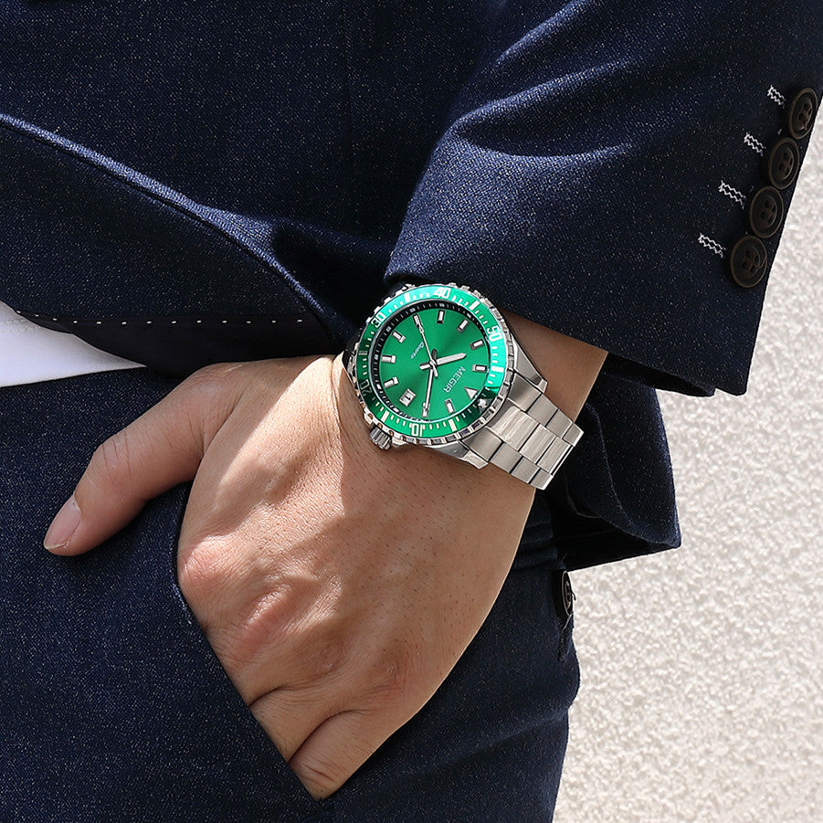 MEGIR Fashion Men Watches Top Luxury Stainless Steel Quartz Wristwatch Calendar Luminous Clock Large Dial Relogio Masculino-3