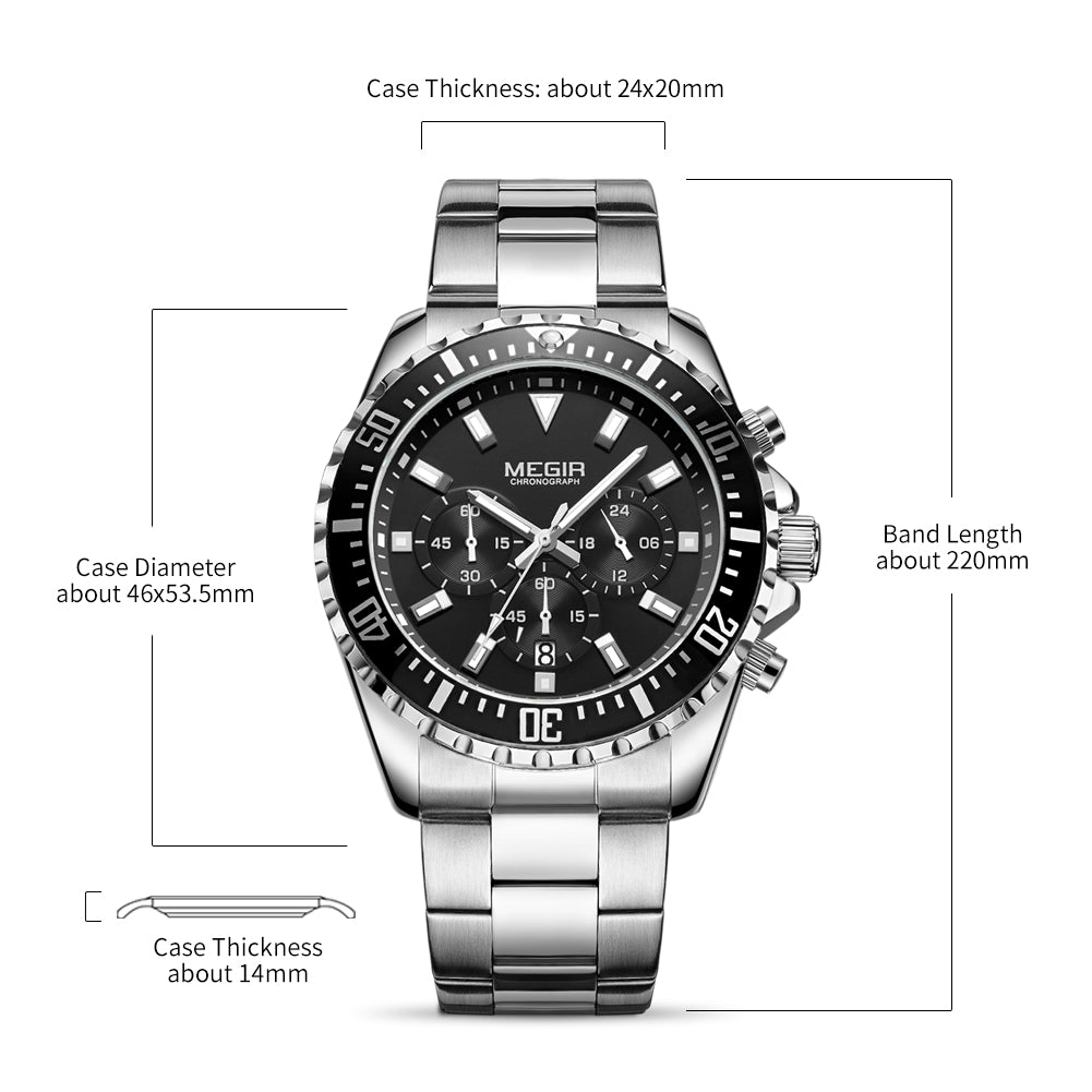 MEGIR Original Luxury Business Quartz Watch Men Brand Stainless Steel Chronograph Military WristWatch Clock Relogio Masculino-7