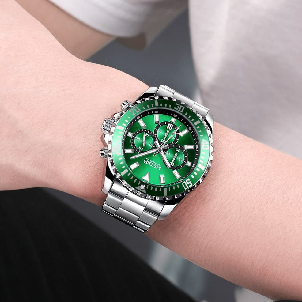MEGIR Original Luxury Business Quartz Watch Men Brand Stainless Steel Chronograph Military WristWatch Clock Relogio Masculino-2