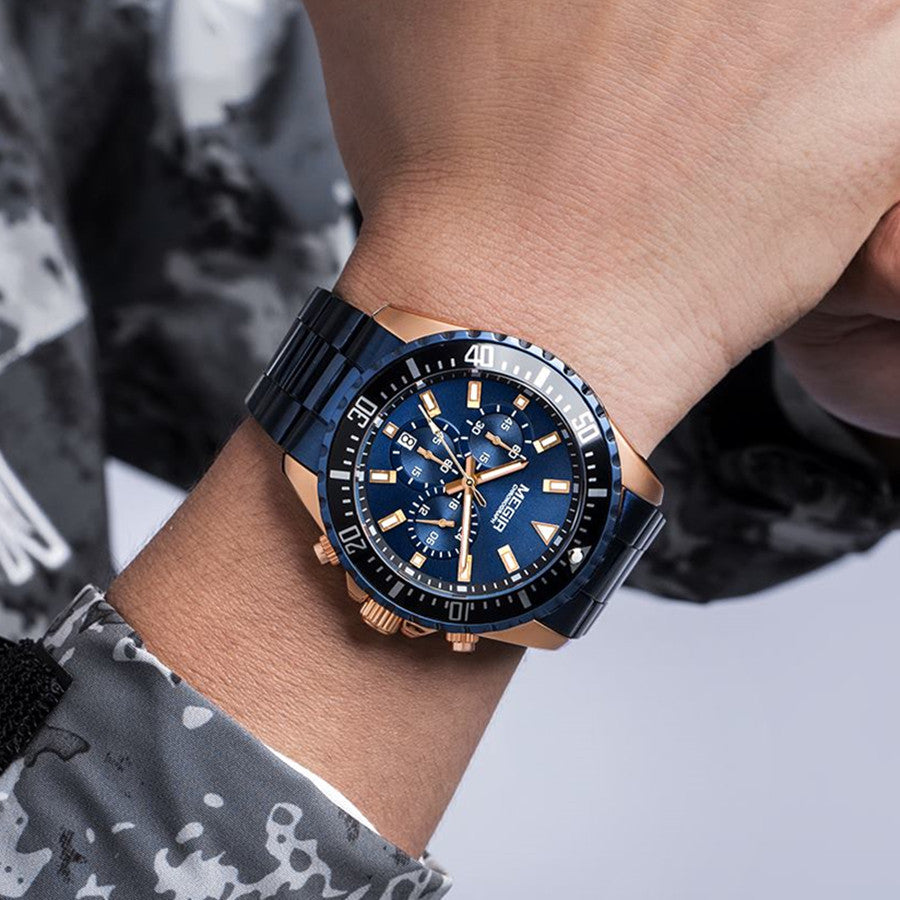MEGIR Original Luxury Business Quartz Watch Men Brand Stainless Steel Chronograph Military WristWatch Clock Relogio Masculino-4