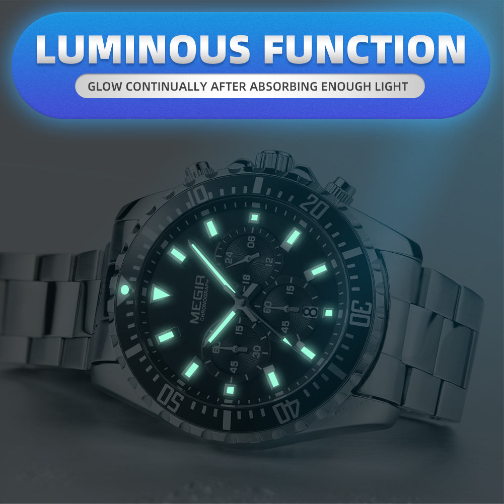 MEGIR Original Luxury Business Quartz Watch Men Brand Stainless Steel Chronograph Military WristWatch Clock Relogio Masculino-8