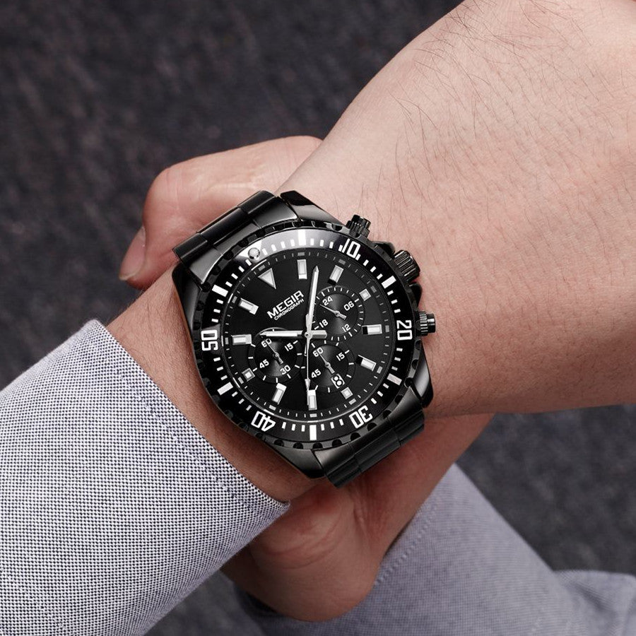 MEGIR Original Luxury Business Quartz Watch Men Brand Stainless Steel Chronograph Military WristWatch Clock Relogio Masculino-3