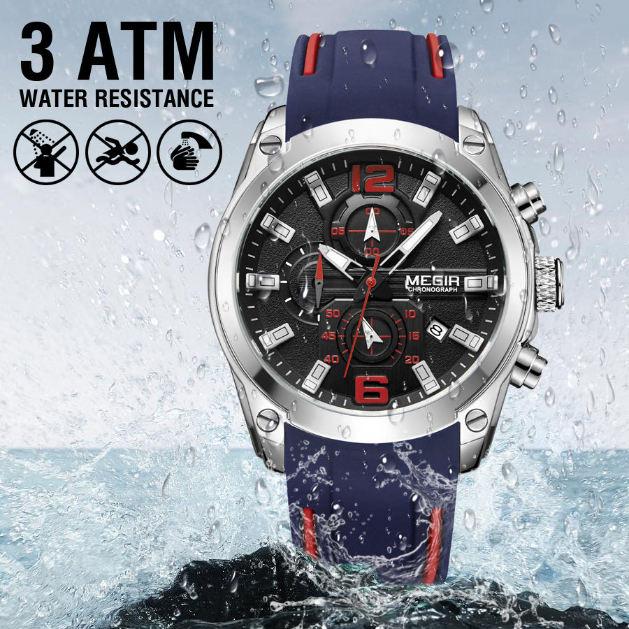 MEGIR Sport Watch Silicone Strap Chronograph Men Quartz Military Watch Waterproof Wrist Watches Relogio Masculino Man Clock-8