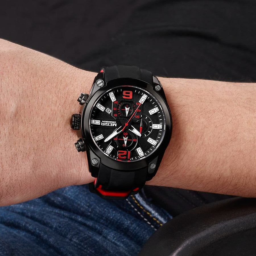 MEGIR Sport Watch Silicone Strap Chronograph Men Quartz Military Watch Waterproof Wrist Watches Relogio Masculino Man Clock-2