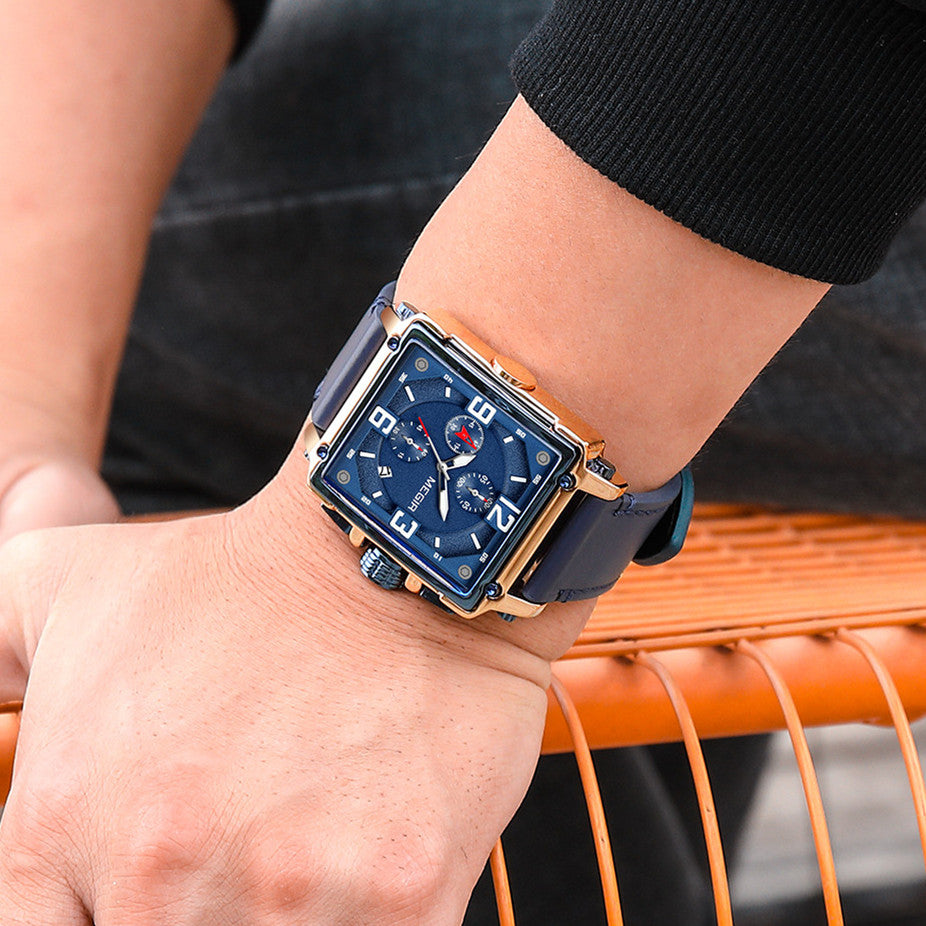 MEGIR Men Watch Top Brand Luxury Chronograph Quartz Watches Clock Men Leather Sport Army Military Wrist Watch Relogio Masculino-3