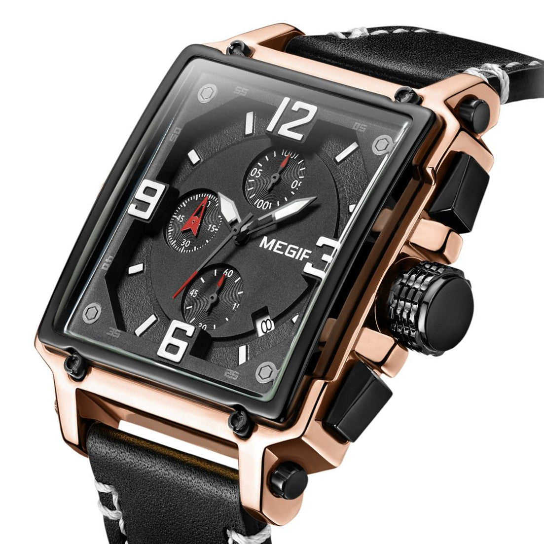 MEGIR Men Watch Top Brand Luxury Chronograph Quartz Watches Clock Men Leather Sport Army Military Wrist Watch Relogio Masculino-7