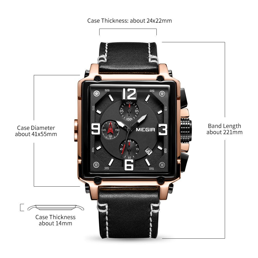 MEGIR Men Watch Top Brand Luxury Chronograph Quartz Watches Clock Men Leather Sport Army Military Wrist Watch Relogio Masculino-15