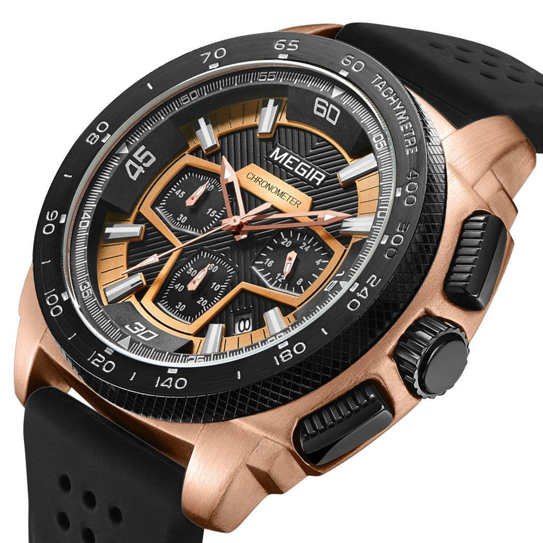 MEGIR Chronograph Men Sport Watch Fashion Silicone Army Military Watches Relogio Masculino Quartz Wrist Watch Clock Men 2056-10
