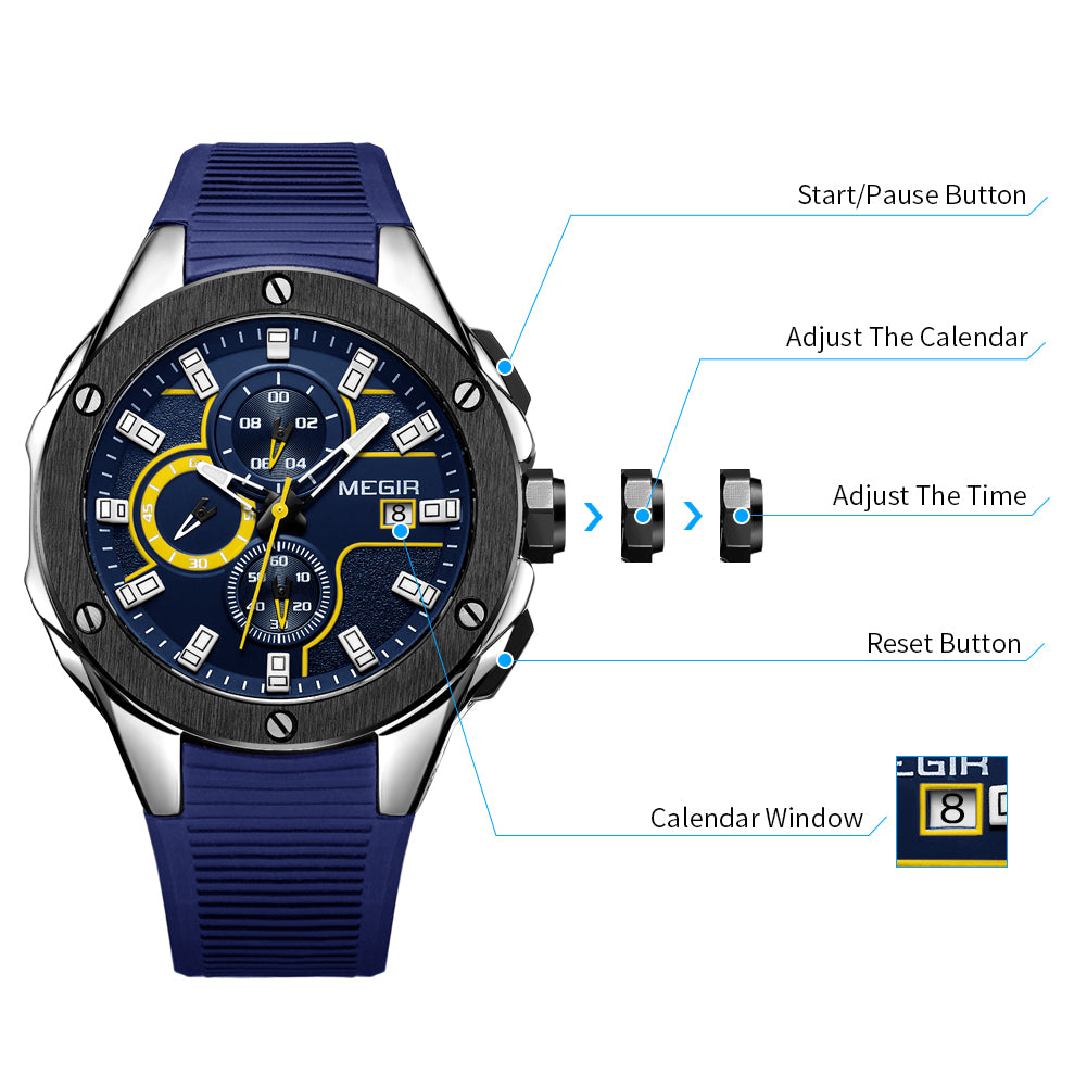 MEGIR Men Sport Military Watch Luxury Luminous Chronograph Quartz Watches Clock Calendar Waterproof Wristwatch Relogio Masculino-12