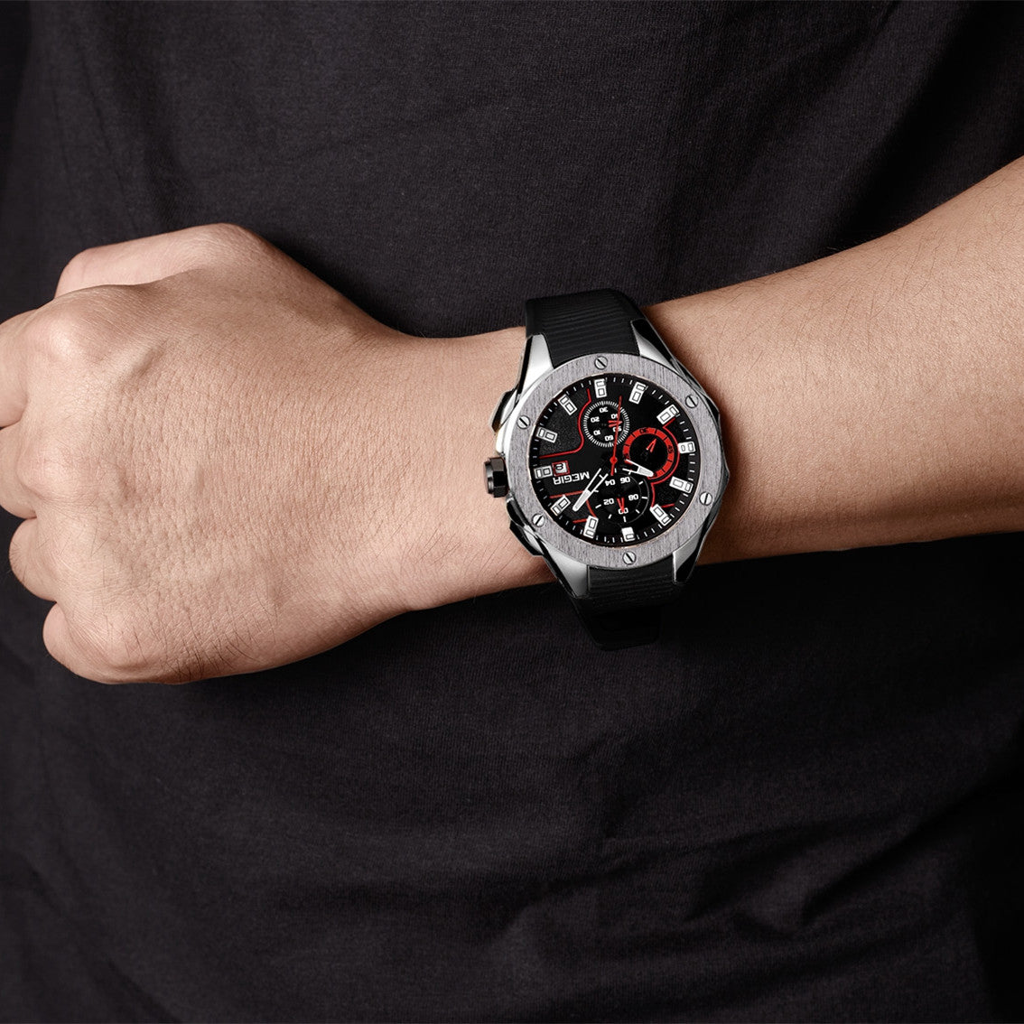 MEGIR Men Sport Military Watch Luxury Luminous Chronograph Quartz Watches Clock Calendar Waterproof Wristwatch Relogio Masculino-4