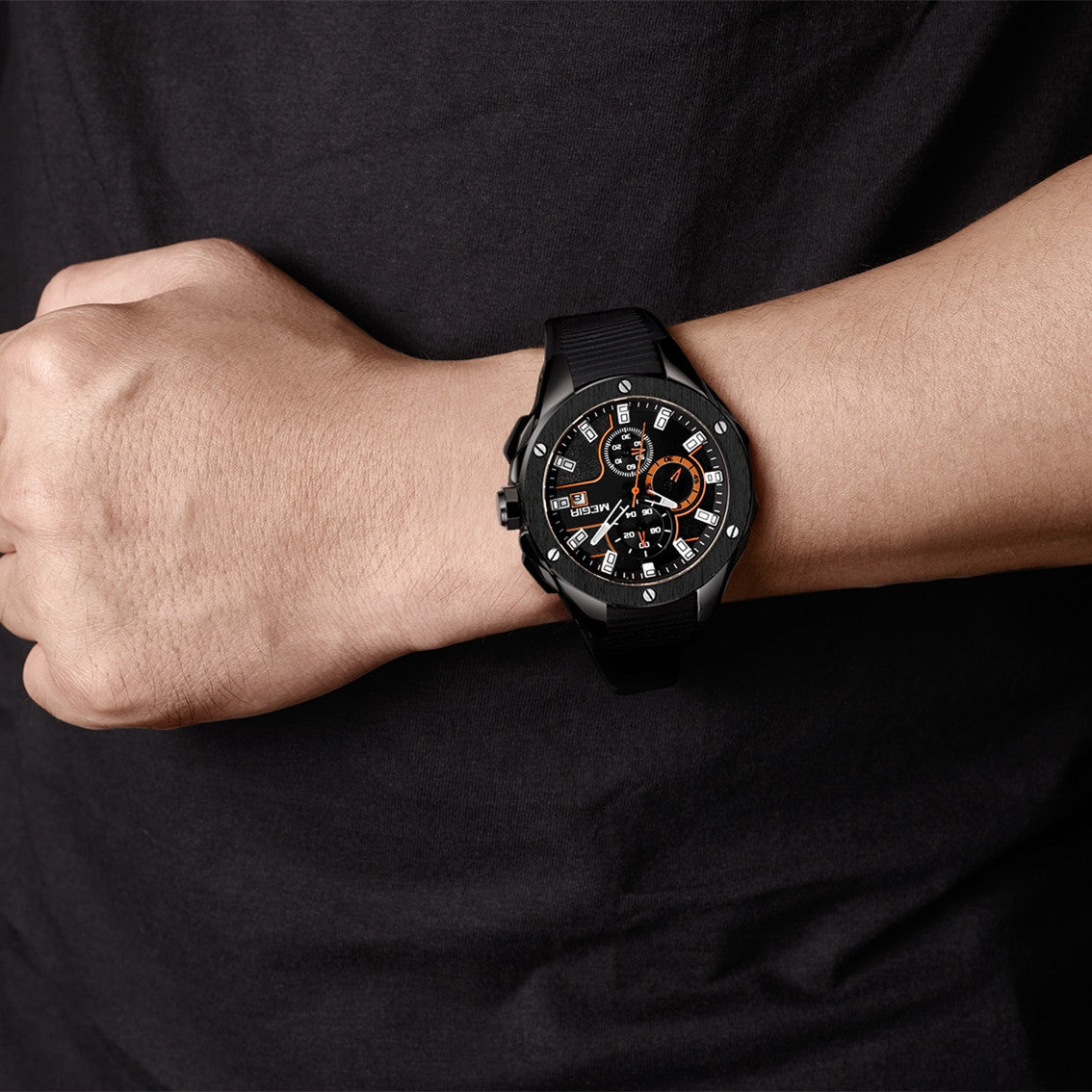 MEGIR Men Sport Military Watch Luxury Luminous Chronograph Quartz Watches Clock Calendar Waterproof Wristwatch Relogio Masculino-5