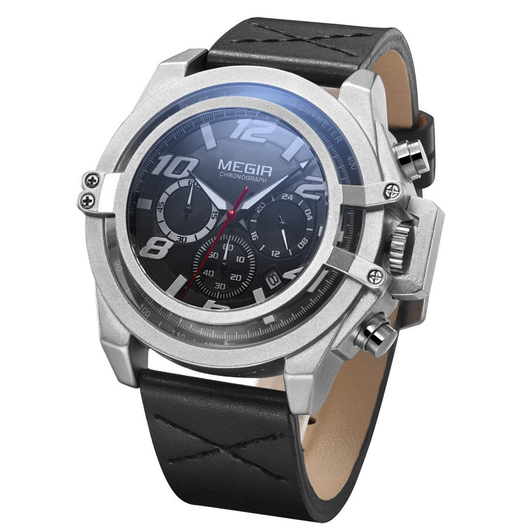 MEGIR Fashion Mens Watch Top Brand Luxury Sports Watches Waterproof Quartz Clock Leather Military Wrist Watch Relogio Masculino-4